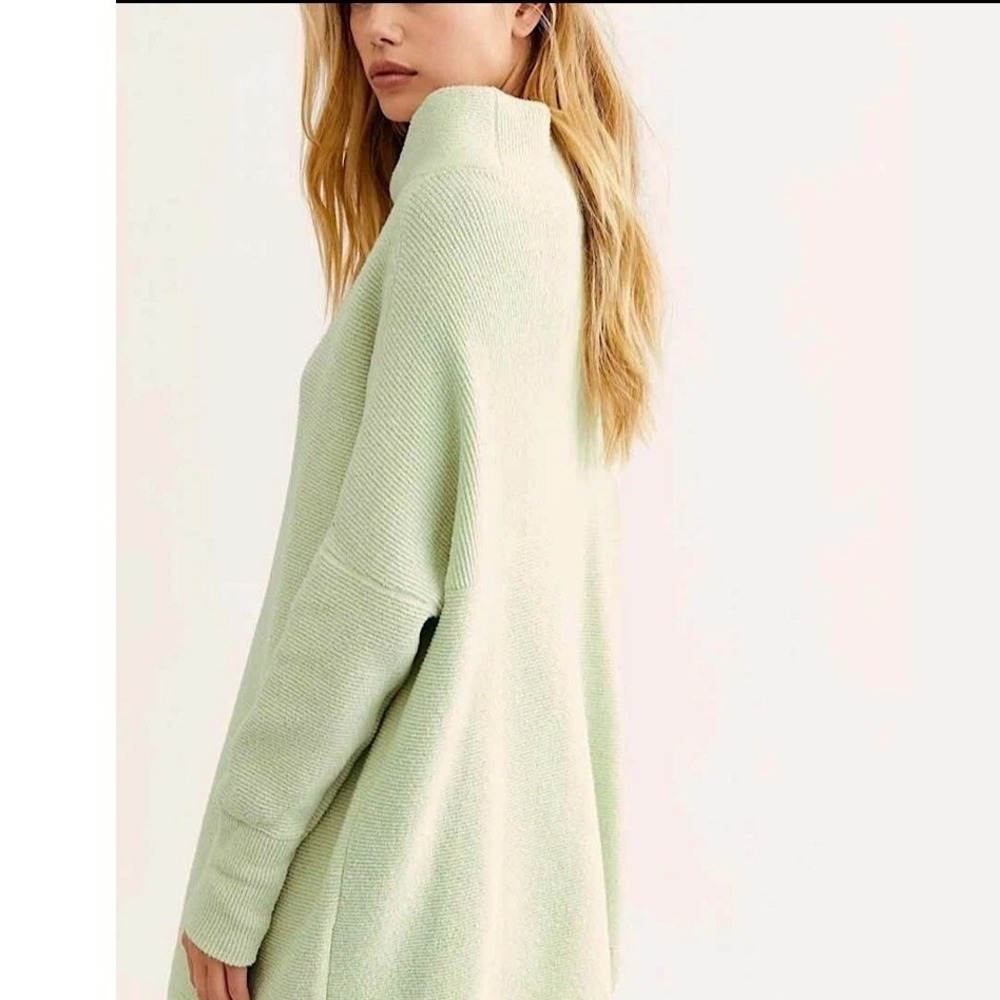 Free People Ottoman Slouchy Tunic Sweater AGreen Mock Neck OB432957 Large - Picture 12 of 16